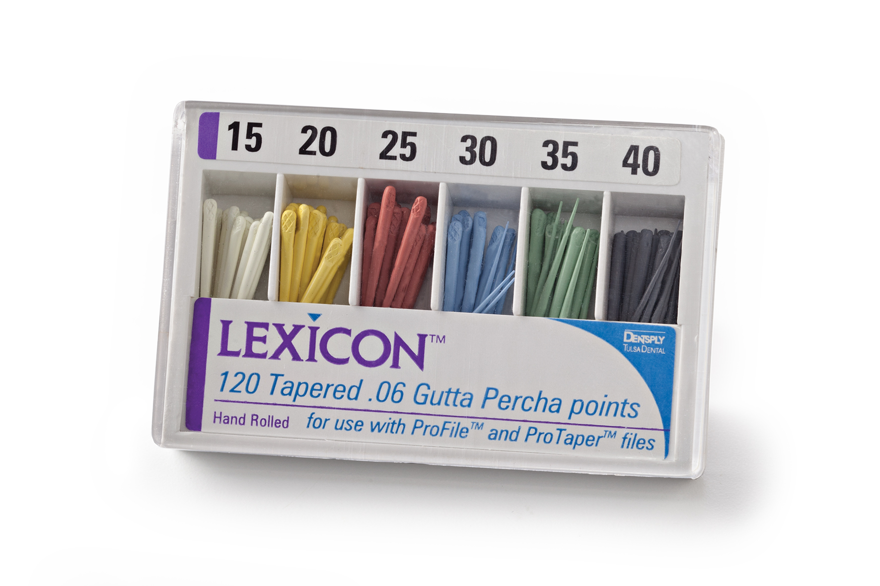 Pointe de gutta-percha à code de couleur Lexicon 0,06
