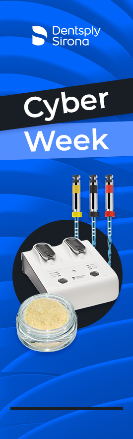 Smiling dentist with implant software