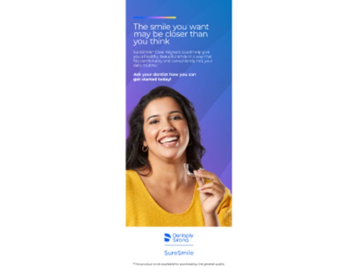 SureSmile pull-up banner (yellow)