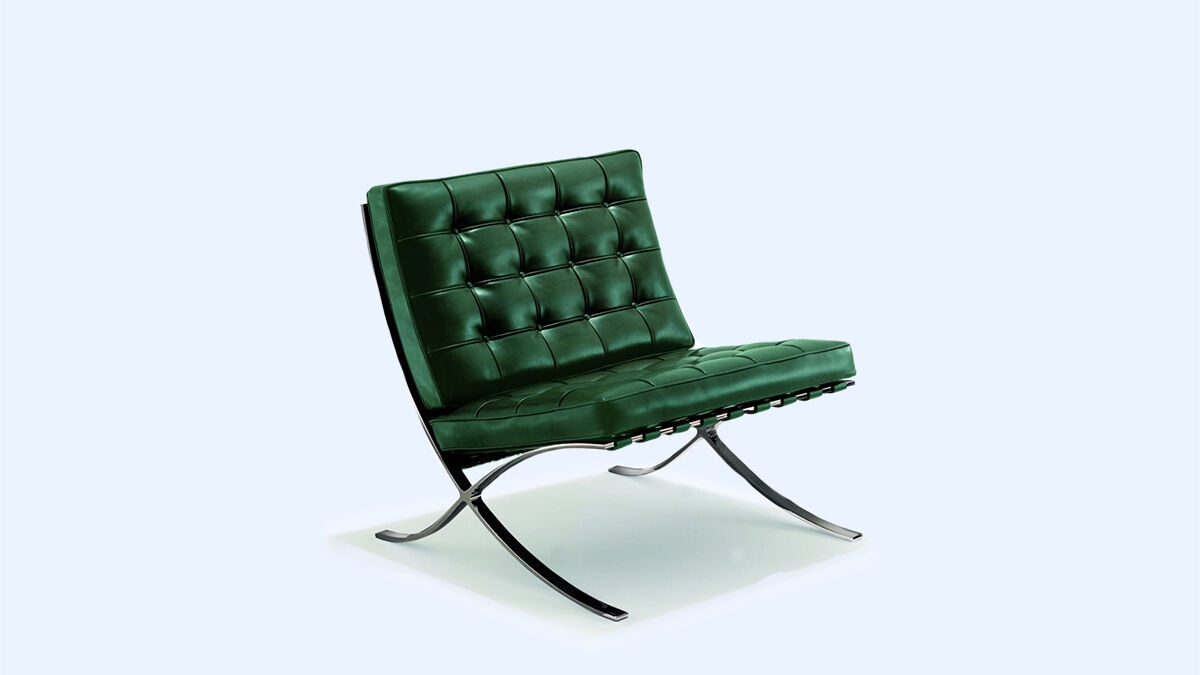 Green leather designer chair