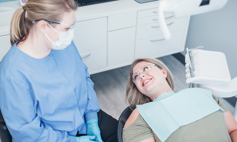 Female Patient and Hygienist