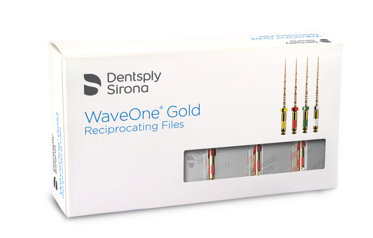Presentación del paquete de limas de endodoncia Wave One Gold