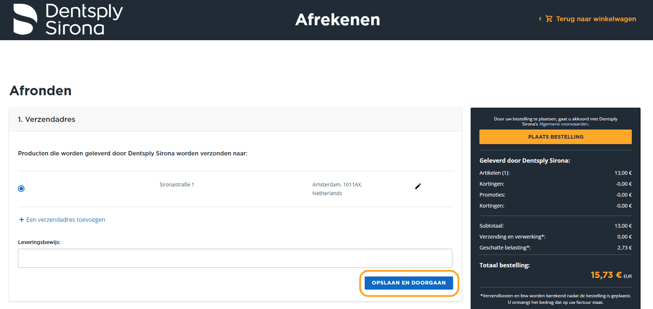 selecteer opslaan en ga verder
