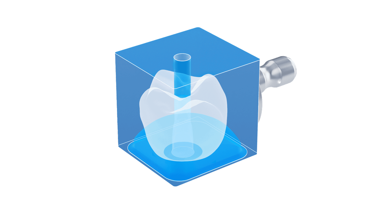 De vierde dimensie komt aan het licht wanneer de structuur uit het efficiënte freesproces komt.  Zo creëert het CEREC Cercon 4D™ abutmentblok een echte "4D"-ervaring.  Zo creëert het CEREC Cercon 4D™ abutmentblok een echte "4D"-ervaring. Cercon 4D Abutment Block, abutmentblok, zirkonia abutmentblok, patiëntspecifieke abutment.