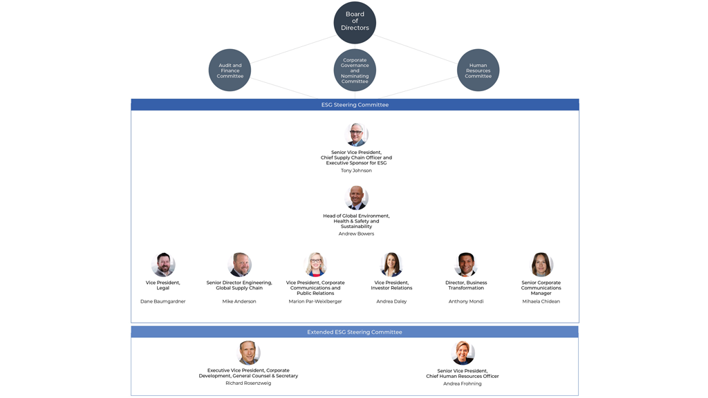 Organigrama da comissão de ASG