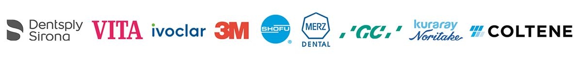 Logos Dentsply Sirona, VITA, ivoclar, 3M, SHOFU, MERZ DENTAL, GC, kuraray Noritake, COLTENE